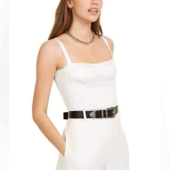 Danielle Bernstein White Square Neck Crop Tank in Size 6 - Picture 1 of 7